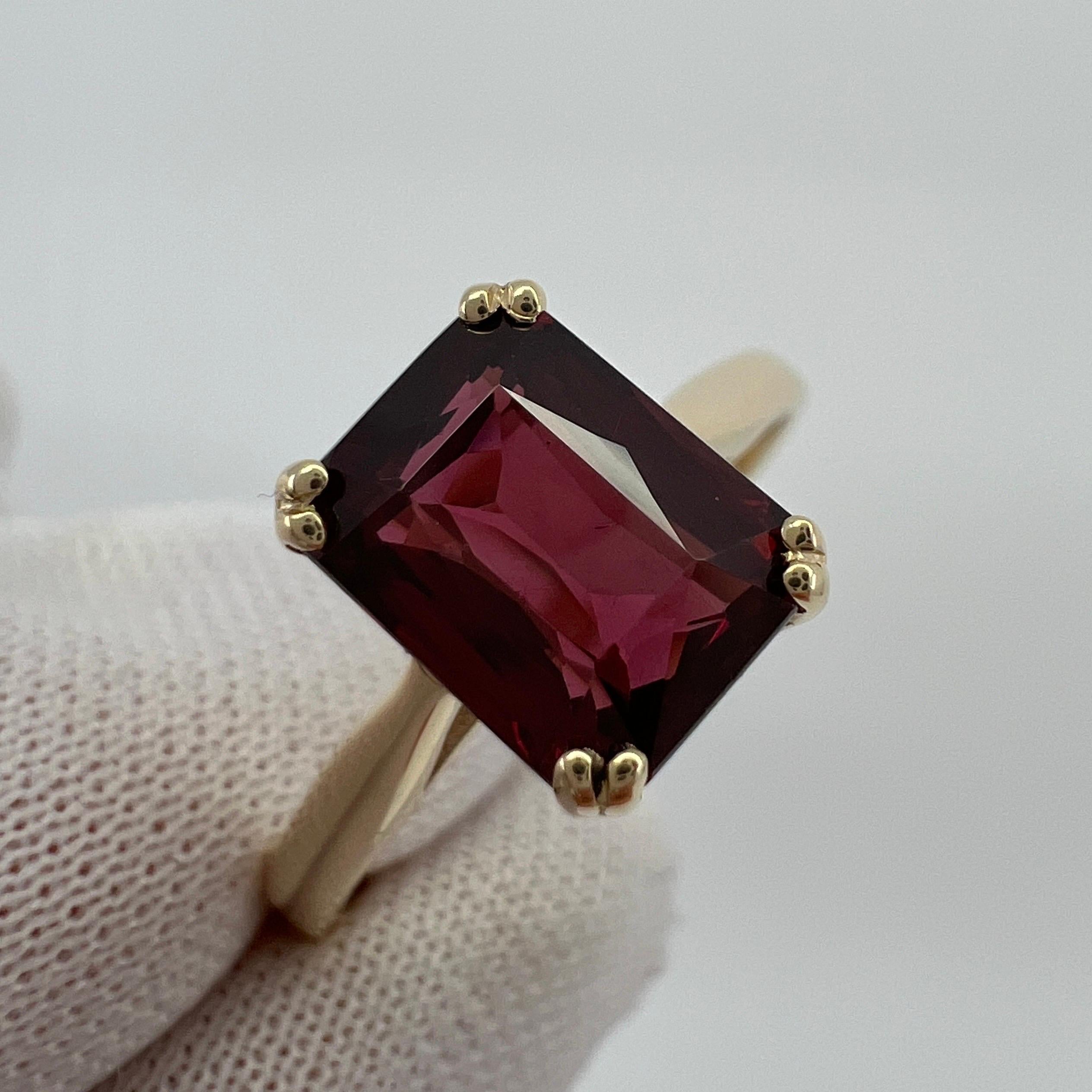 2.23ct Vivid Pink Purple Rhodolite Garnet Emerald Cut Yellow Gold Solitaire Ring 4