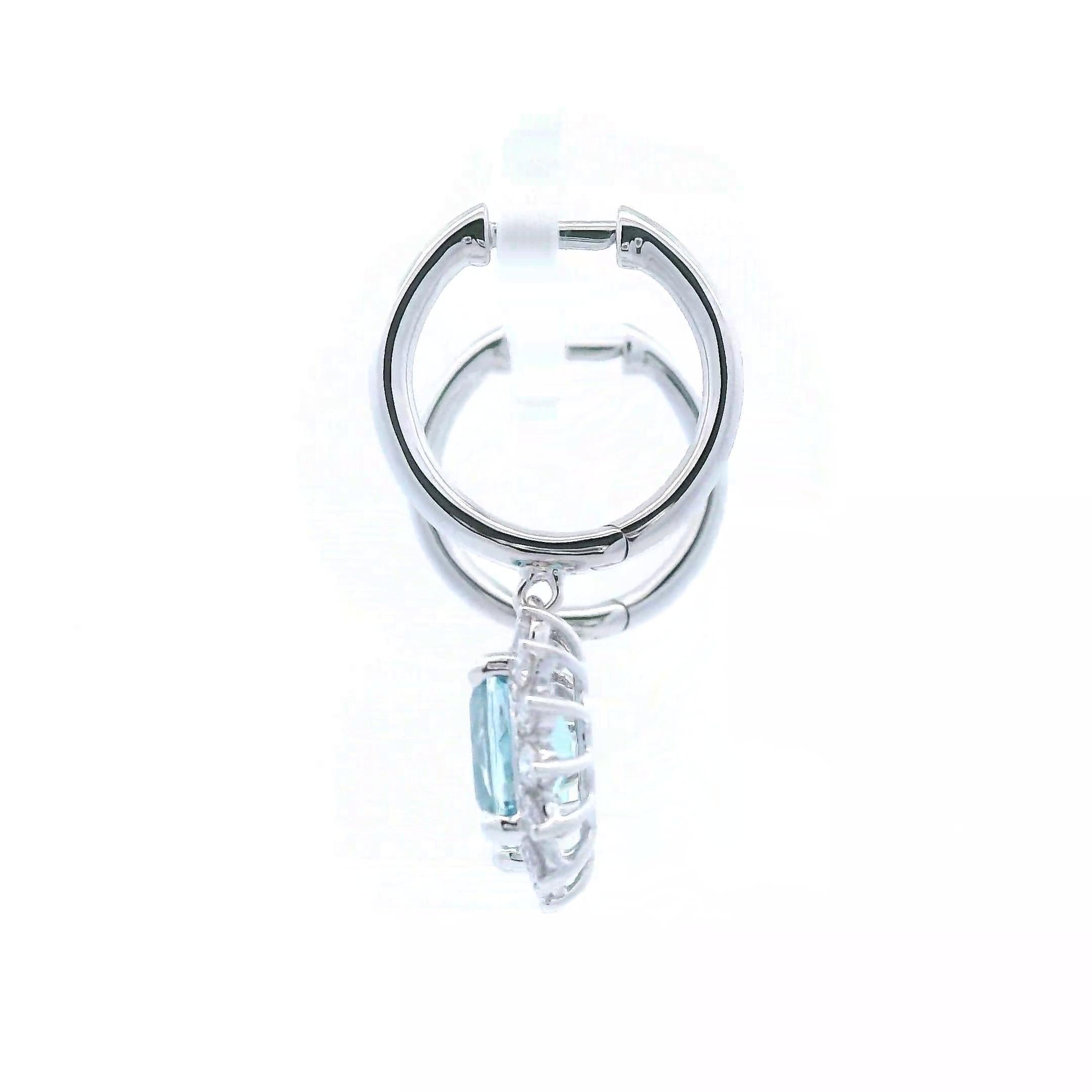 Oval Cut 2.23ctt Oval Aquamarine & Diamond Earrings White Gold For Sale