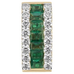 2.23tcw 14K Natural Emerald-Emerald Cut & Round Diamond Gold Unisex Pendant