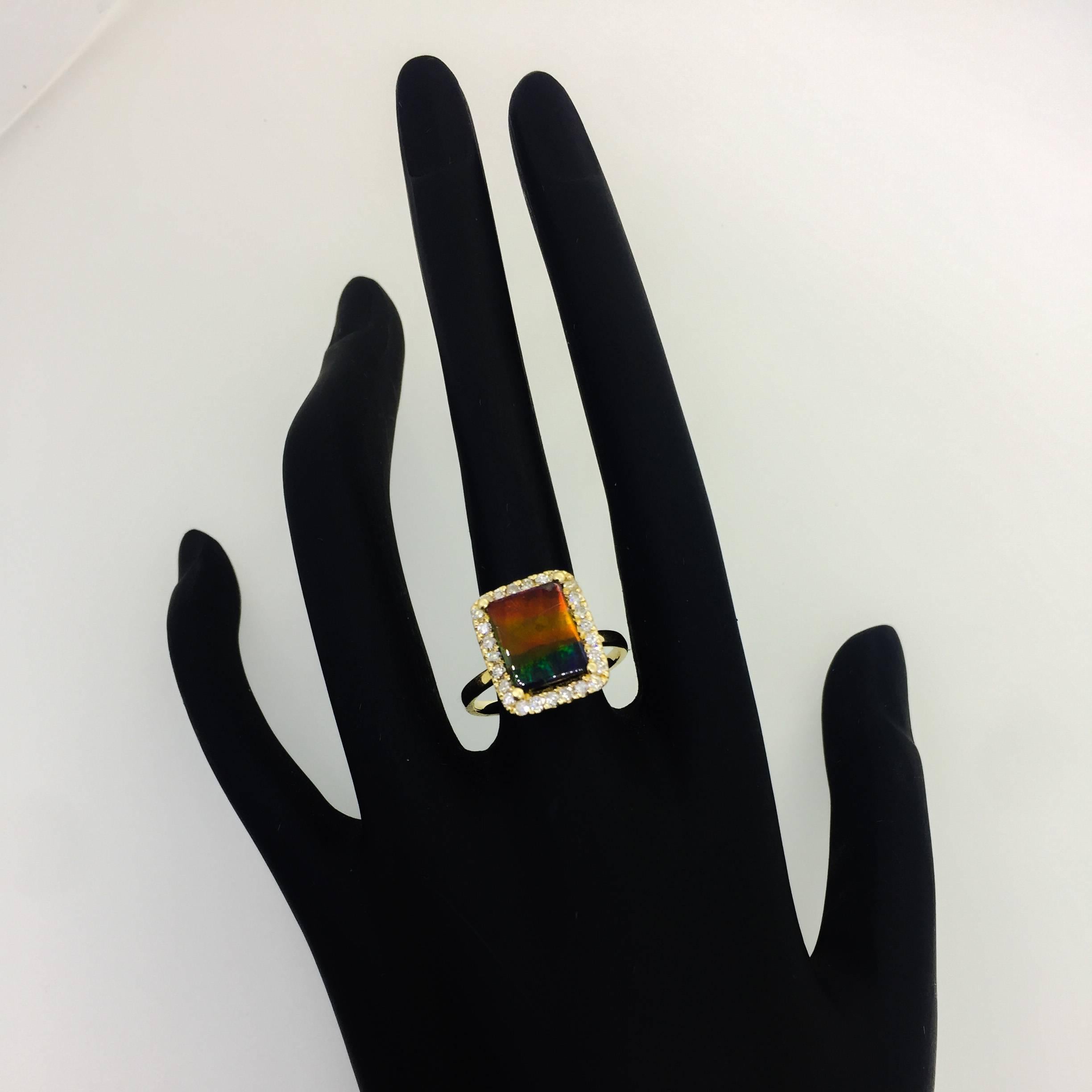 ammolite engagement ring