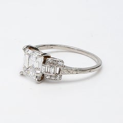 2.24 Carat Asscher Cut Shape D-IF Diamond Platinum Art Deco Ring