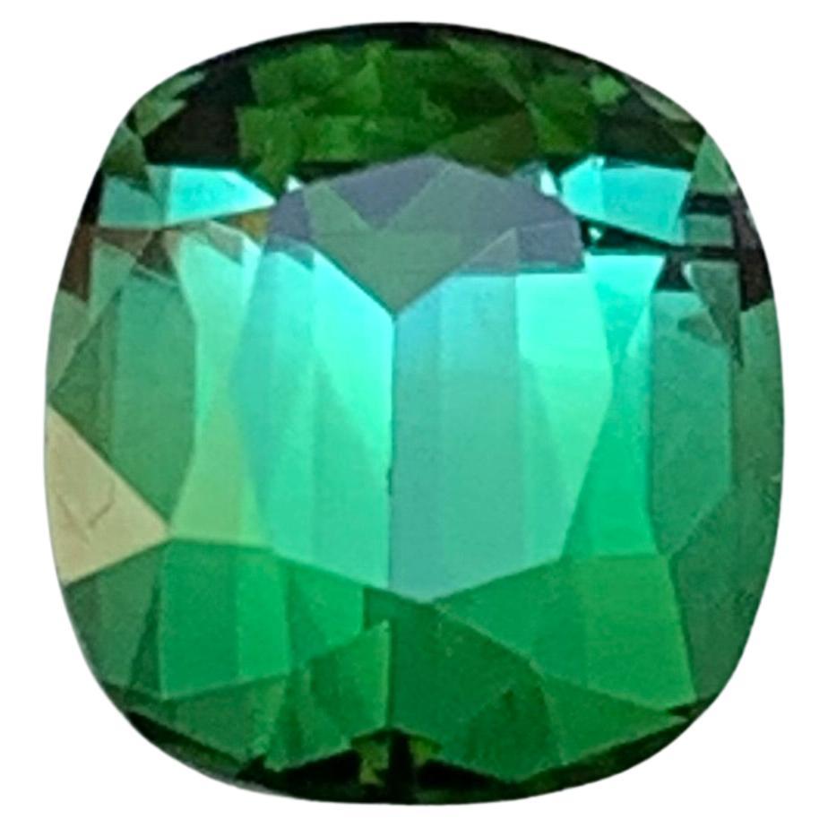 2.24 Carat Bluish Hue Green Natural Tourmaline Cushion Cut Loose Gemstone For Sale