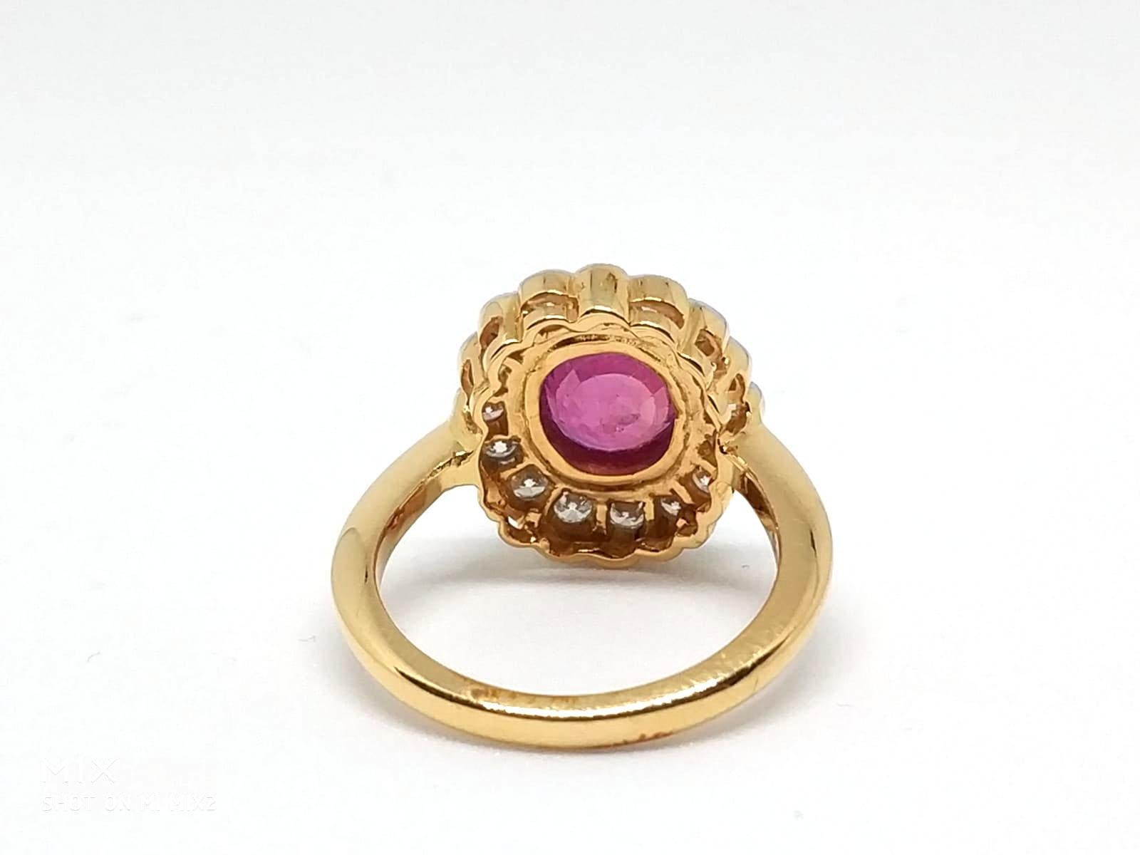 Oval Cut 2.24 Carat Burmese Ruby and Diamond Ring, circa 1940 For Sale
