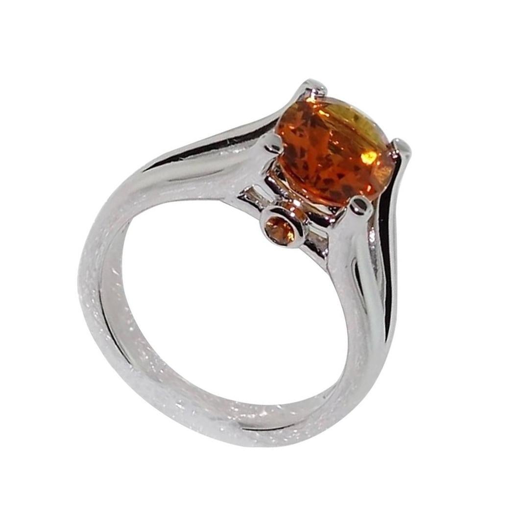 Modern 2.24 Carat Citrine Sapphire Sterling Silver Ring For Sale