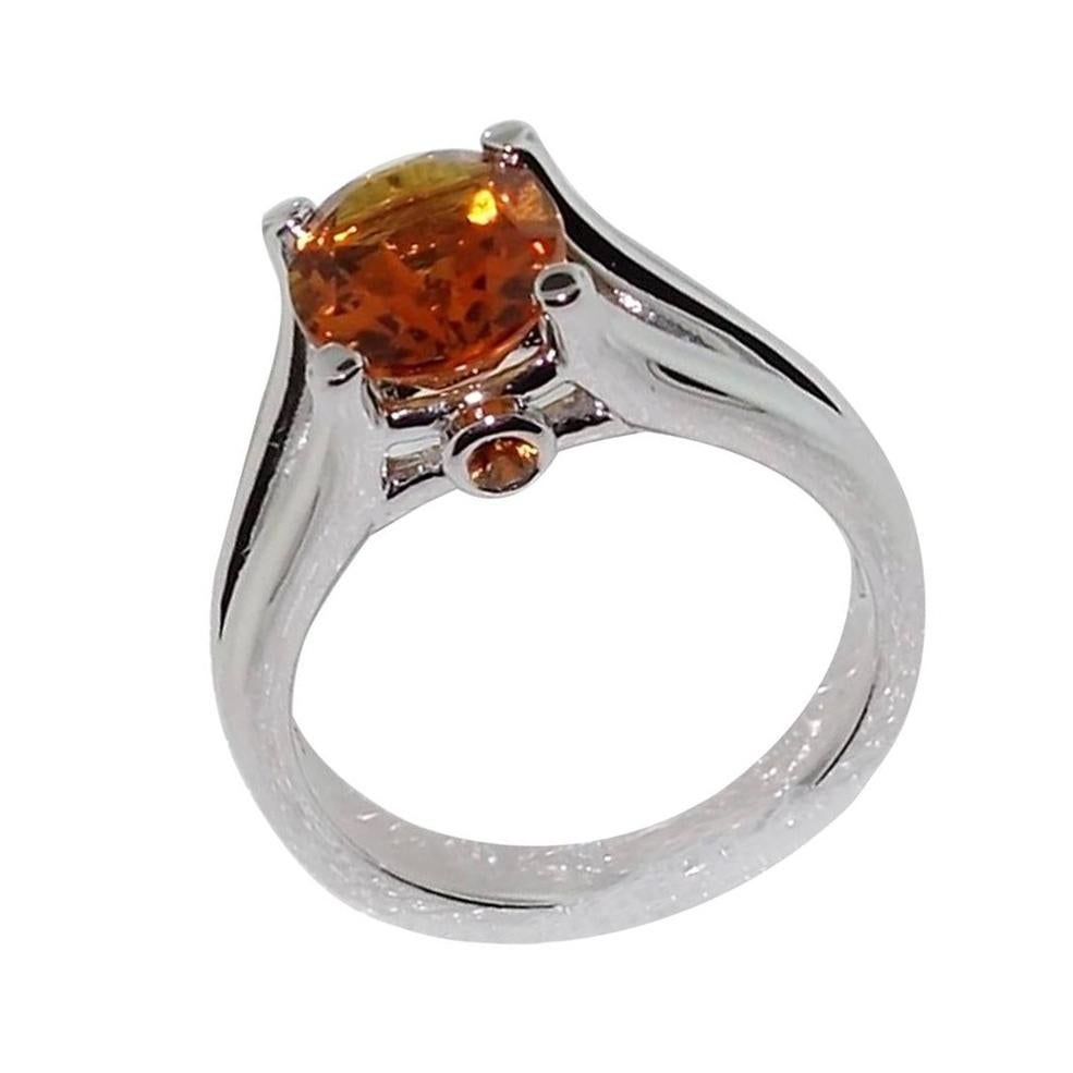 Mixed Cut 2.24 Carat Citrine Sapphire Sterling Silver Ring For Sale