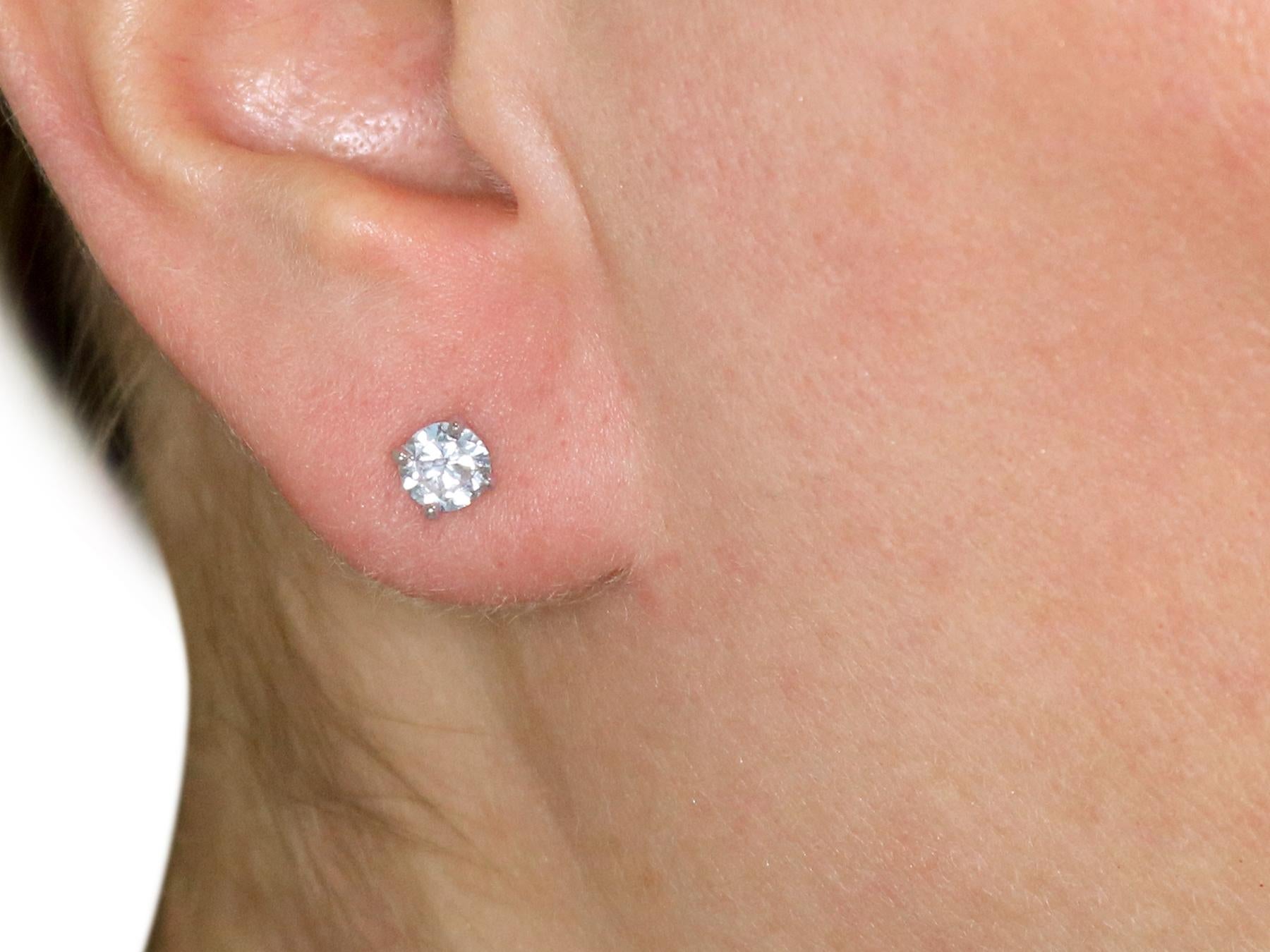 2.24 Carat Diamond and Platinum Stud Earrings 1