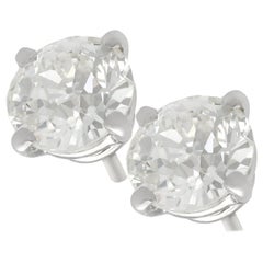 Antique 2.24 Carat Diamond and Platinum Stud Earrings