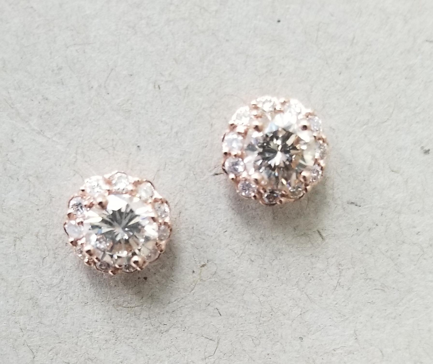 Round Cut 2.24 Carat Diamond Stud Cluster Earrings