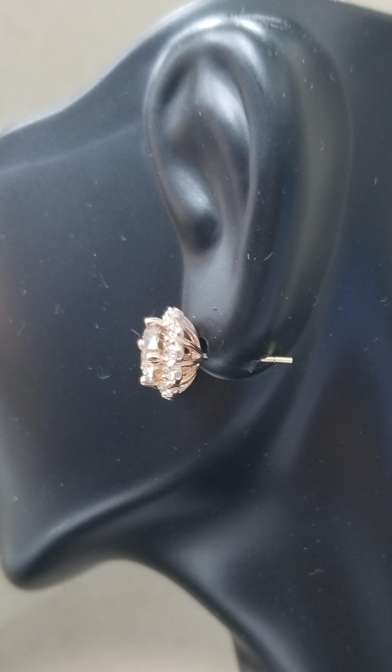 2.24 Carat Diamond Stud Cluster Earrings 1