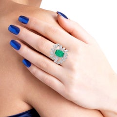 2.24 Carat Emerald Diamond 18 Karat Gold Leaf Ring