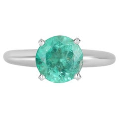 2.24 Carat Emerald Diamond Ring 14K White Gold Everyday Royalty