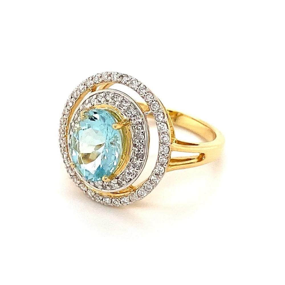2.24 Carat GIA Natural Paraiba Tourmaline and Diamond Gold Cocktail Ring In Excellent Condition For Sale In Montreal, QC