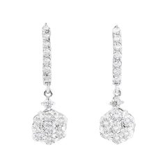 2.24 Carat Natural Diamond Earrings In 14 Karat White Gold 