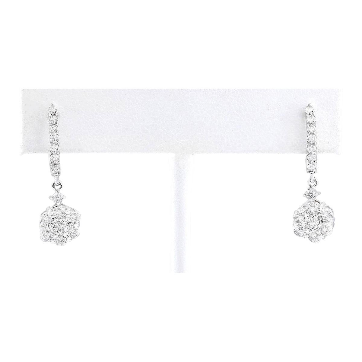 2.24 Carat Natural Diamond Earrings In 14 Karat White Gold  In New Condition For Sale In Los Angeles, CA