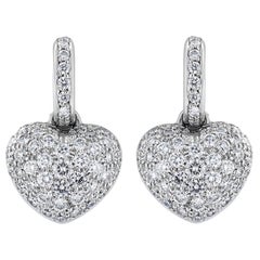 2.24 Carat Pave Set Diamond Heart Earrings