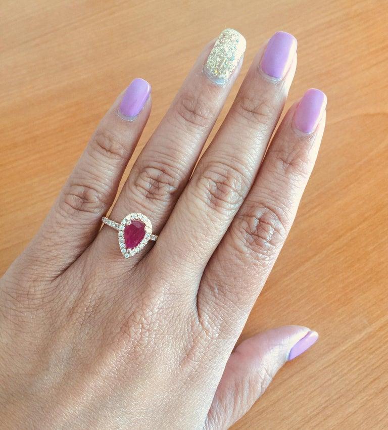 2.24 Carat Ruby Diamond 14 Karat Rose Gold Bridal Ring In New Condition For Sale In Los Angeles, CA