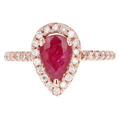 2.24 Carat Ruby Diamond 14 Karat Rose Gold Bridal Ring
