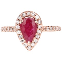 2.21 Carat Ruby Diamond Rose Gold Engagement Ring