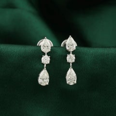 2.24 Carat SI Clarity HI Color Solitaire Diamond Earrings 18 Karat White Gold