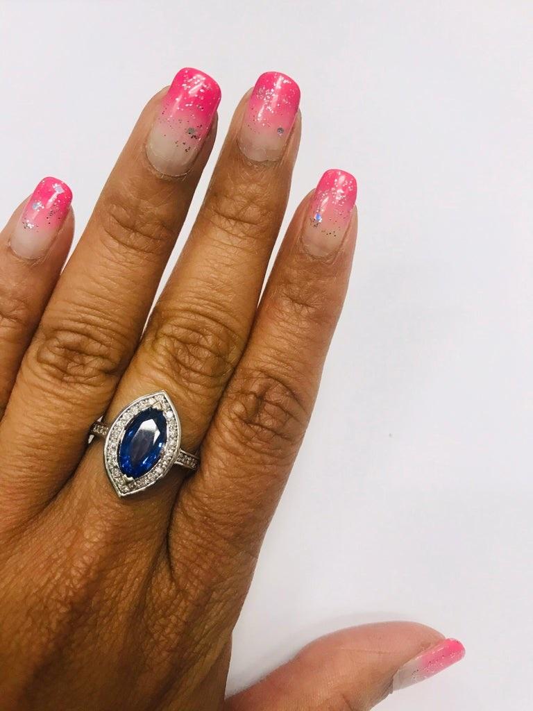 2.24 Carat Tanzanite Diamond 14 Karat White Gold Bridal Ring In New Condition For Sale In Los Angeles, CA