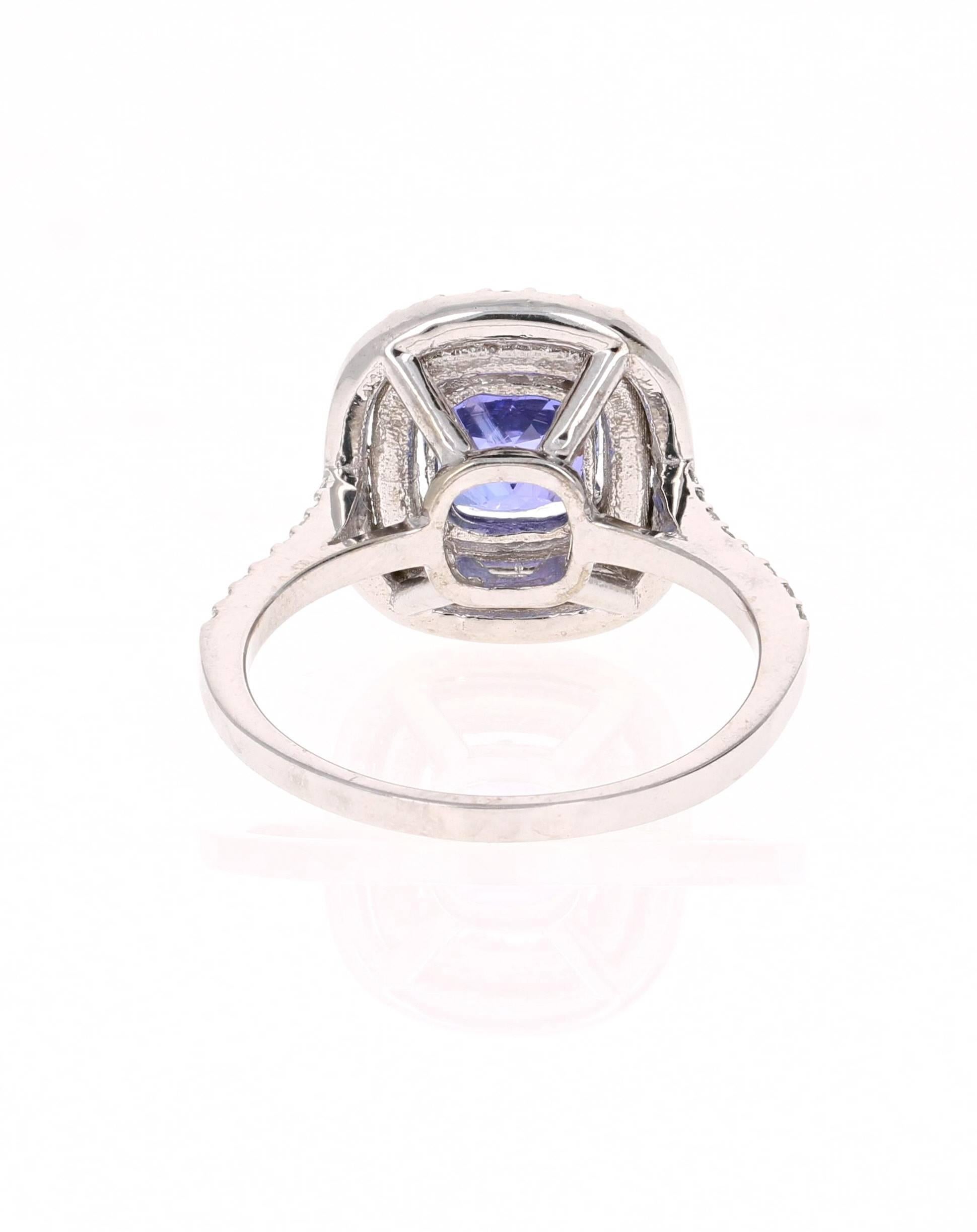2.24 Carat Tanzanite Diamond Cocktail White Gold Ring In New Condition In Los Angeles, CA