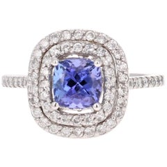 2.24 Carat Tanzanite Diamond Cocktail White Gold Ring