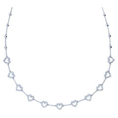 2.24 Carat Total Weight Natural Diamond Inline Heart 18K Necklace