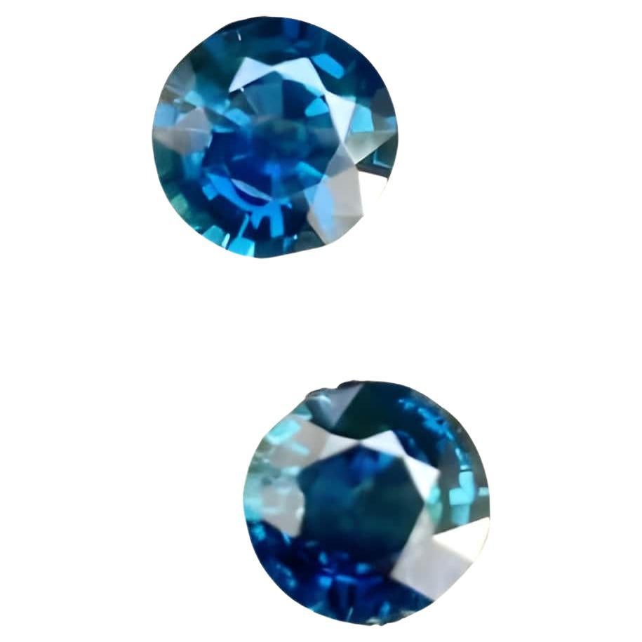 Paire de saphirs de Madagascar bleu sarcelle taille ronde de 2,24 carats
