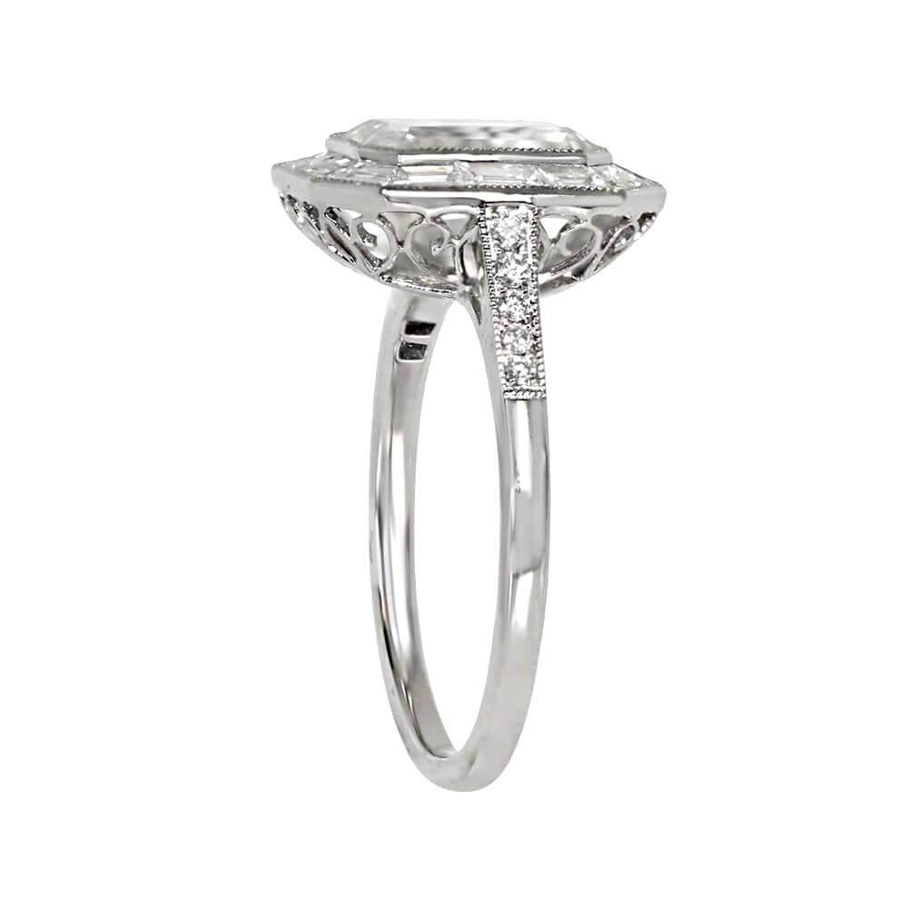 This gorgeous ring boasts a GIA-certified 2.24 carat emerald cut diamond at its center, with stunning baguette and round cut diamond accents that further enhance its beauty. Handcrafted in platinum, the ring's durability is assured, while its