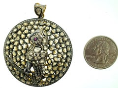 2.24 Carat Polki Diamond Pendant in Silver, 14 Karat Gold