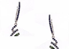 2.24 cts of Sapphire and Tsavorite drop Earrings