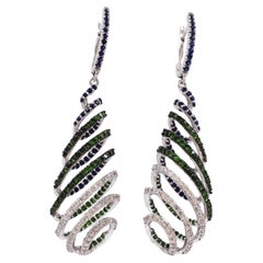 2.24 cts of Sapphire and Tsavorite drop Earrings