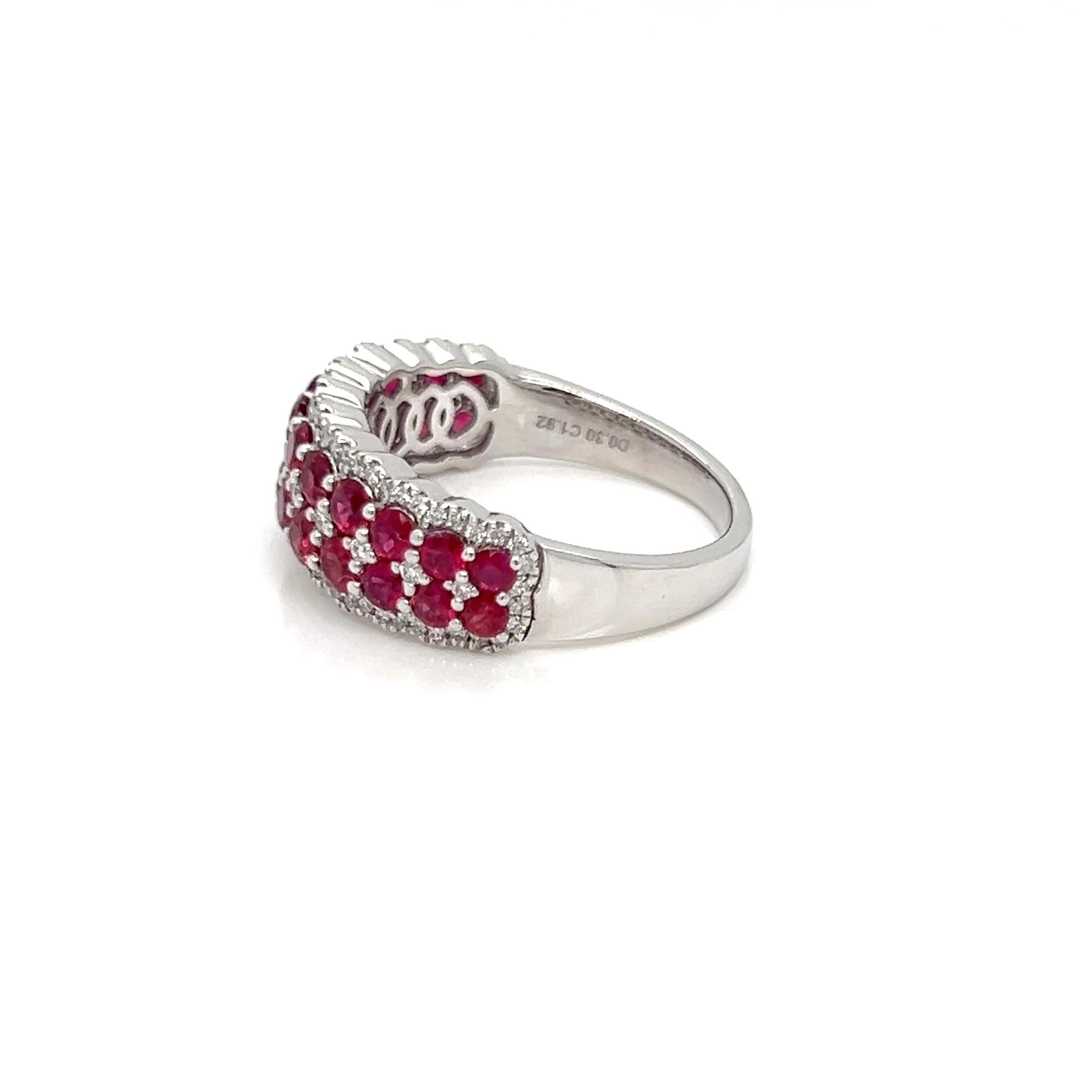 Modern 2.24 Cts Ruby Diamond Half Eternity Ring For Sale