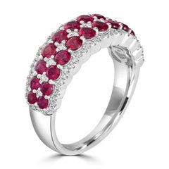 2.24 Cts Ruby Diamond Half Eternity Ring