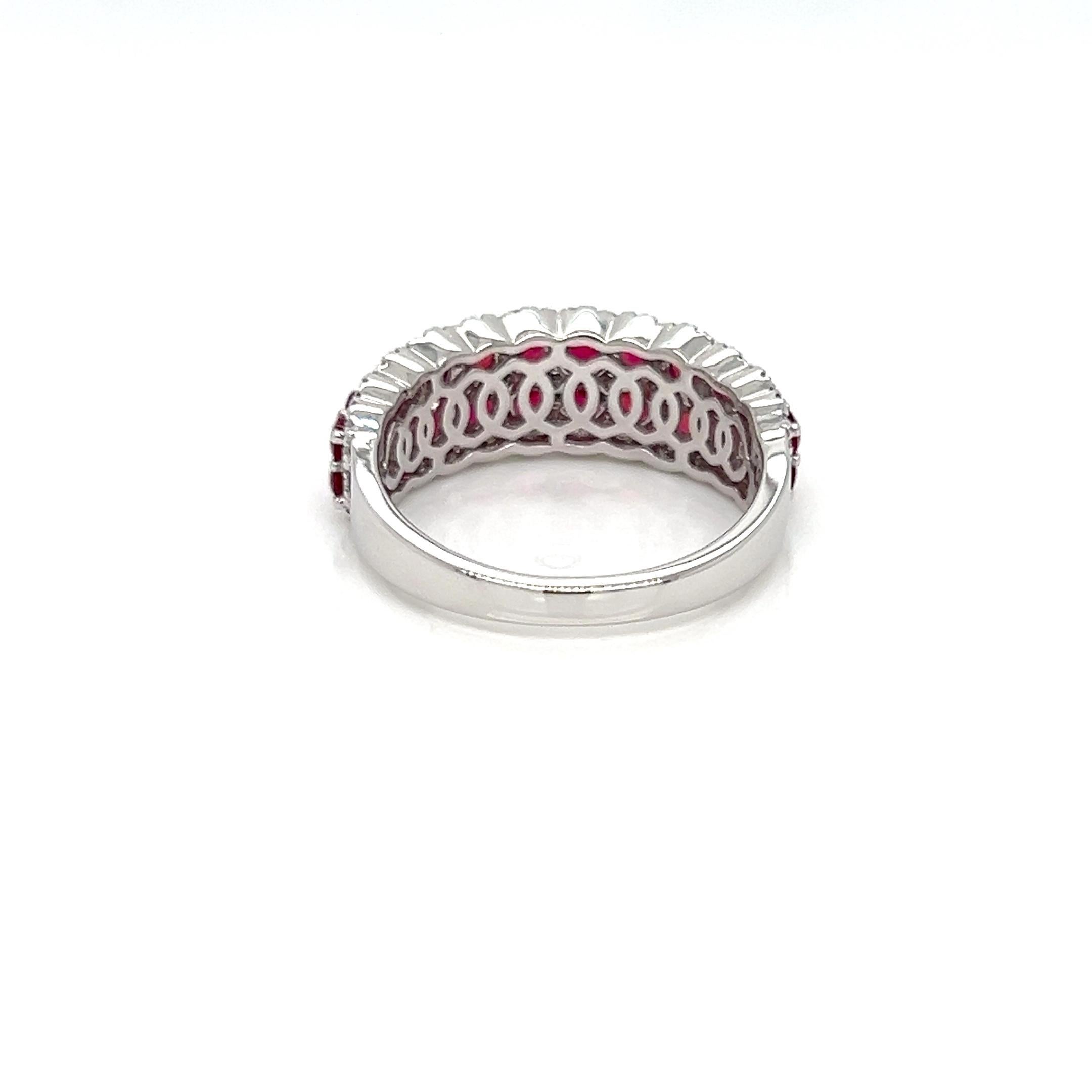 Round Cut 2.24 Cts Ruby Diamond Half Eternity Ring For Sale