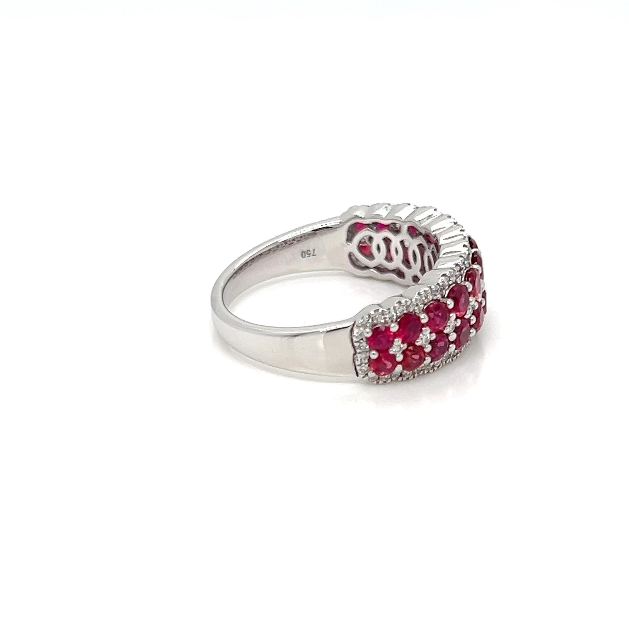 2.24 Cts Ruby Diamond Half Eternity Ring In New Condition For Sale In New York, NY