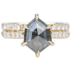 2.245 Carat Hexagon Diamond 14 Karat Yellow Gold Engagement Ring AD1980S-1