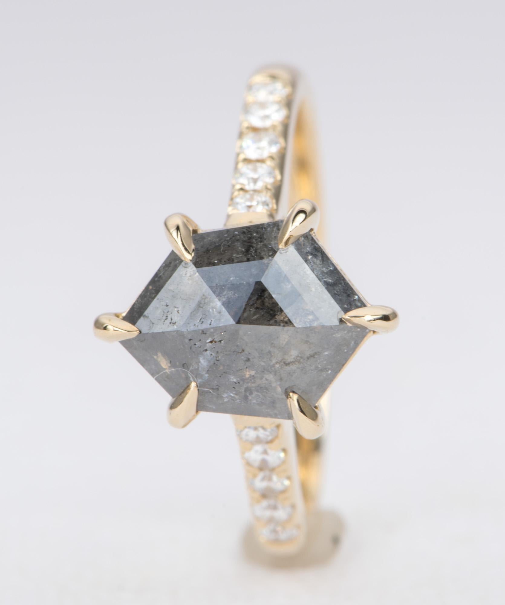 2.245 Carat Hexagon Diamond 14 Karat Yellow Gold Engagement Ring AD1980S-1 1