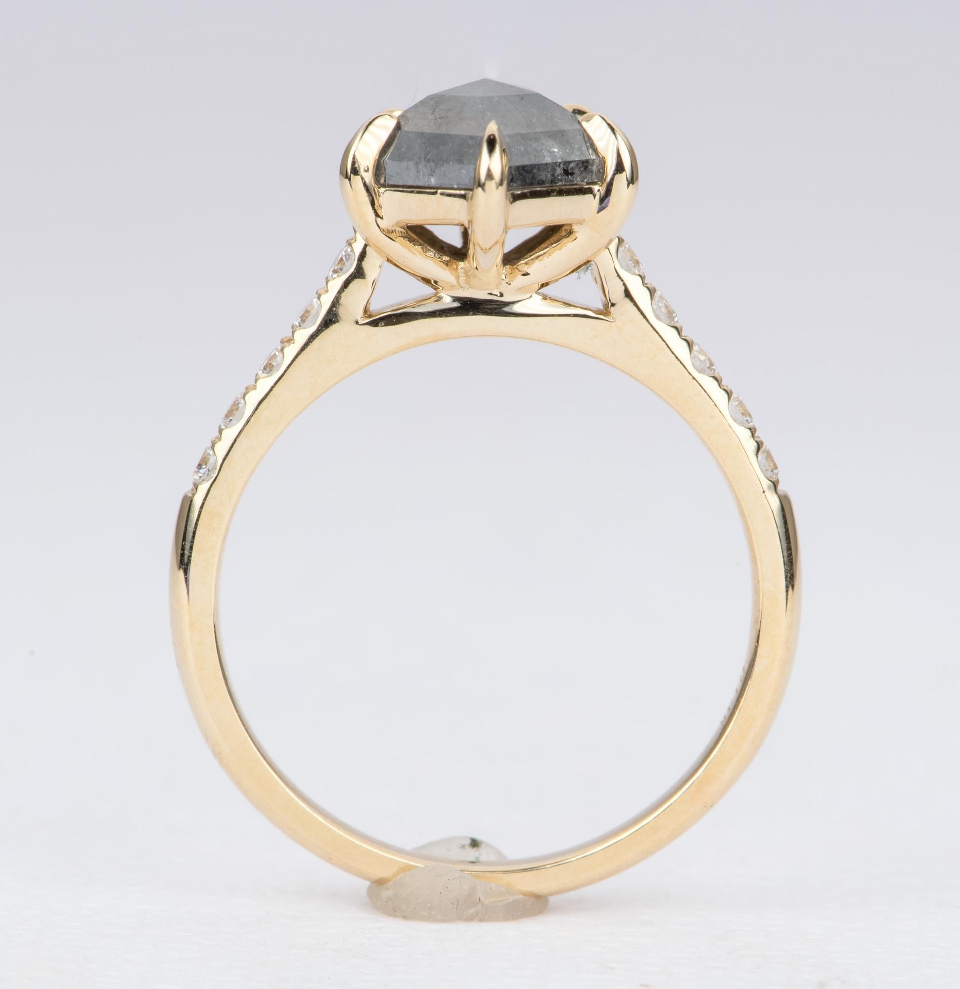 2.245 Carat Hexagon Diamond 14 Karat Yellow Gold Engagement Ring AD1980S-1 2