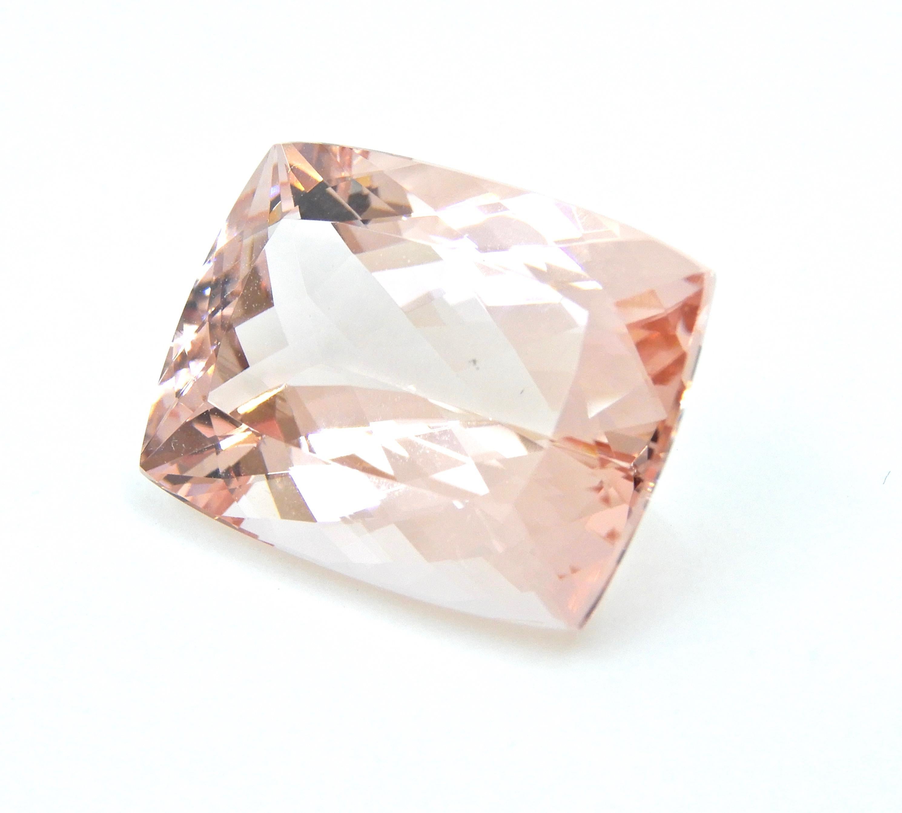 Women's or Men's 22.46 Carat Cushion Cut Morganite Loose Gemstone For Sale