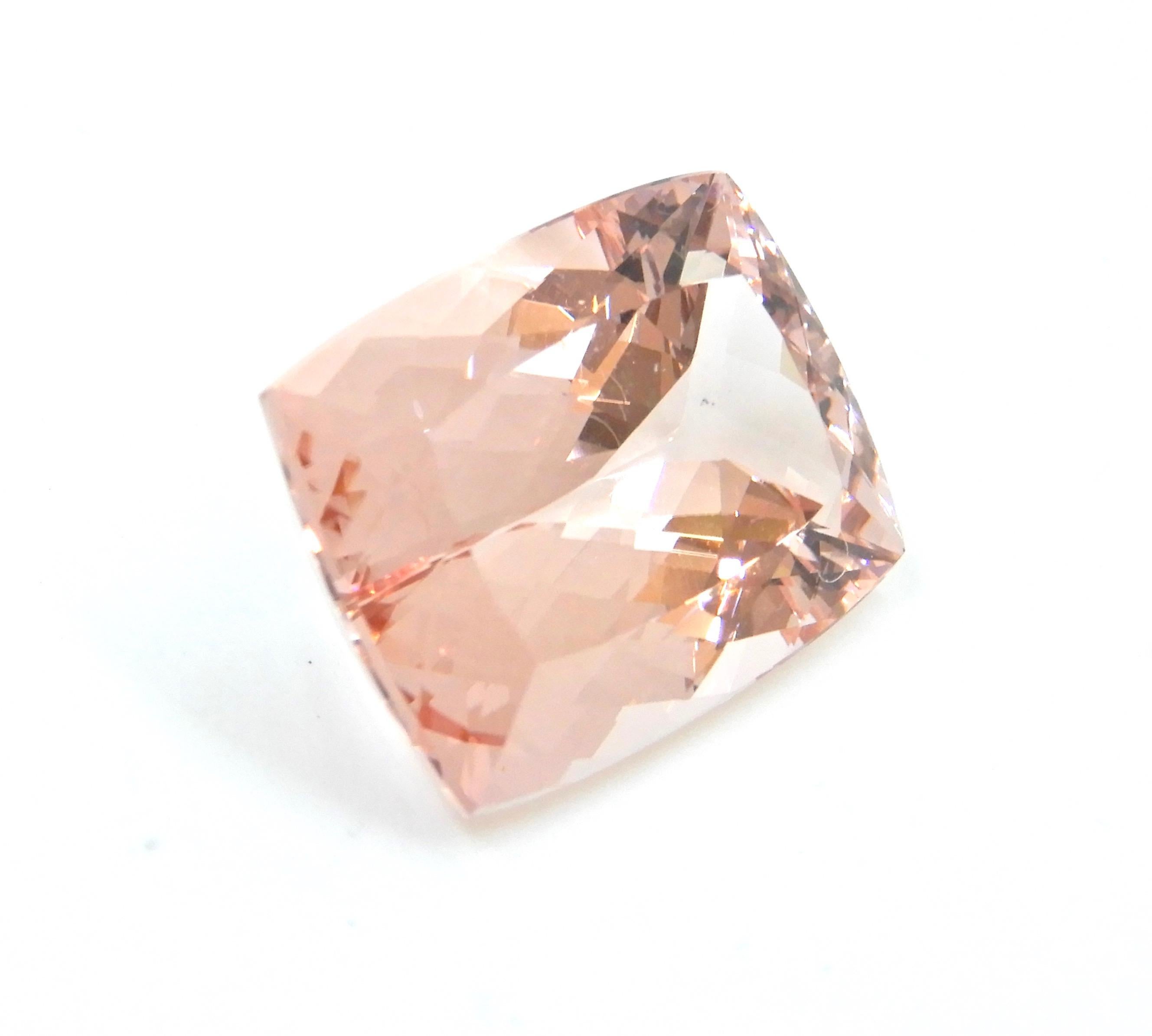 22.46 Carat Cushion Cut Morganite Loose Gemstone For Sale 3