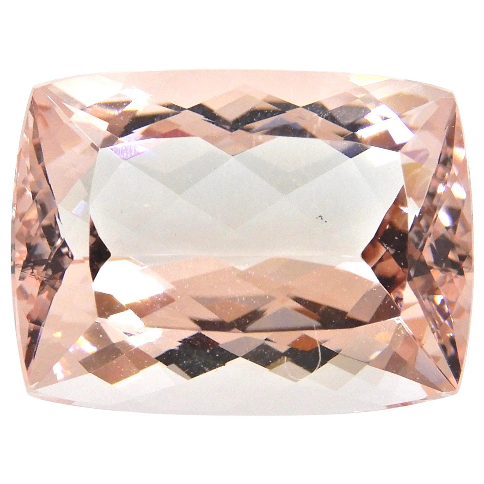 22.46 Carat Cushion Cut Morganite Loose Gemstone For Sale