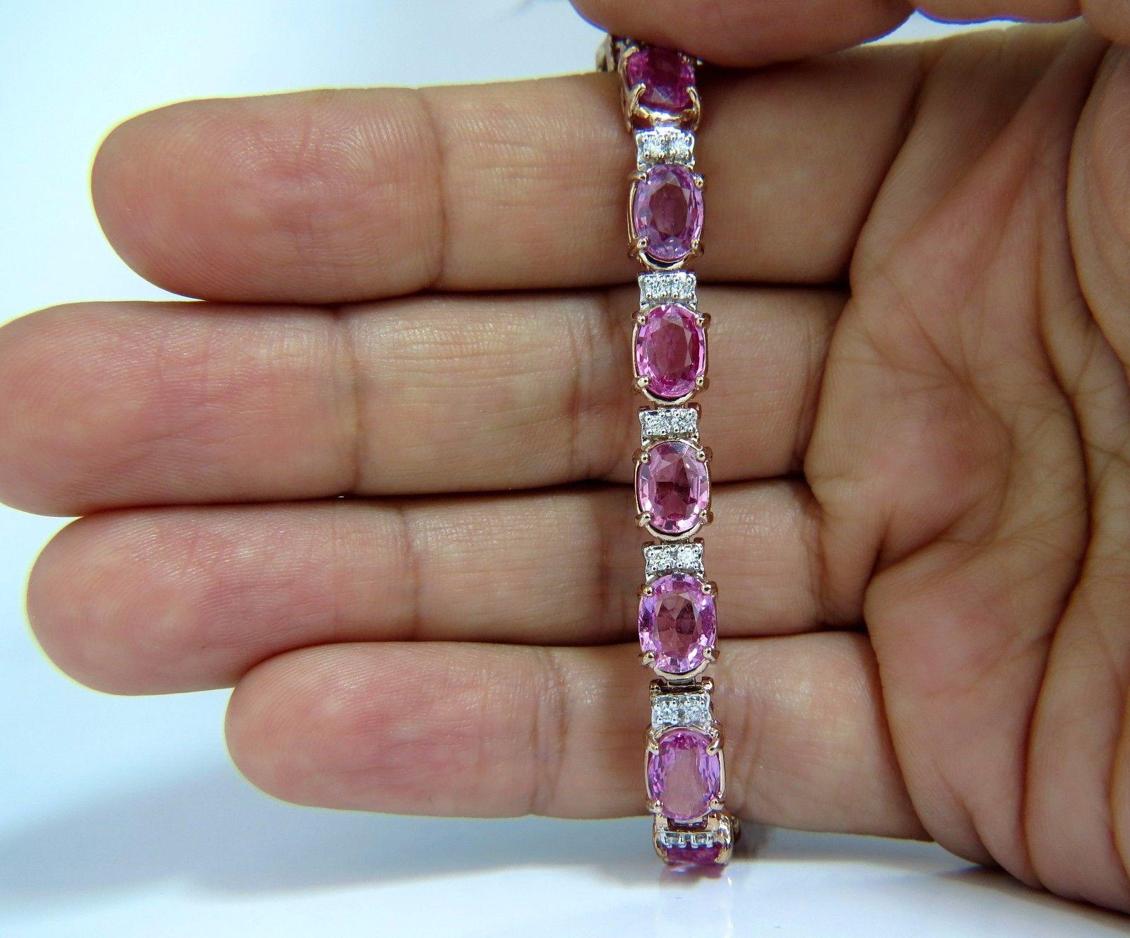Bracciale di diamanti con zaffiro rosa naturale da 22,46 carati 14kt g/vs rosa In condizioni Nuovo in vendita a New York, NY