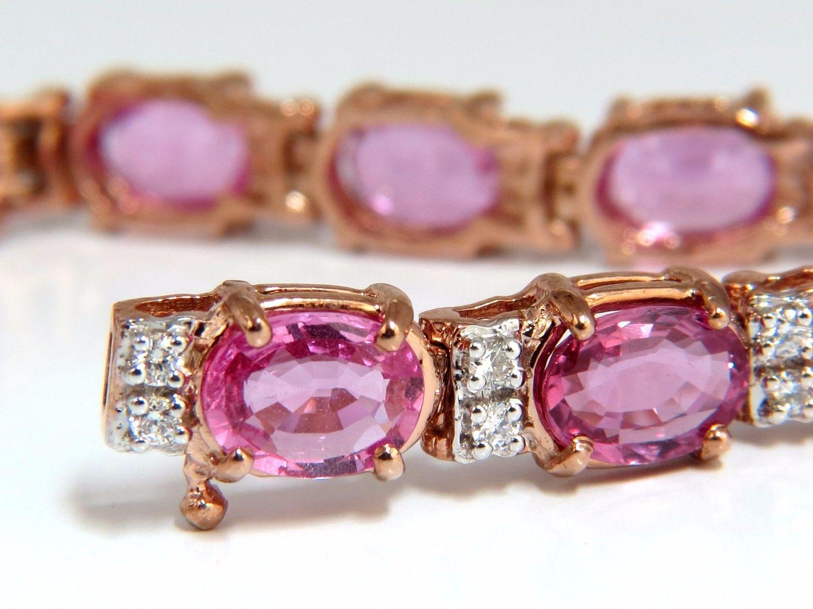Bracciale di diamanti con zaffiro rosa naturale da 22,46 carati 14kt g/vs rosa in vendita 2