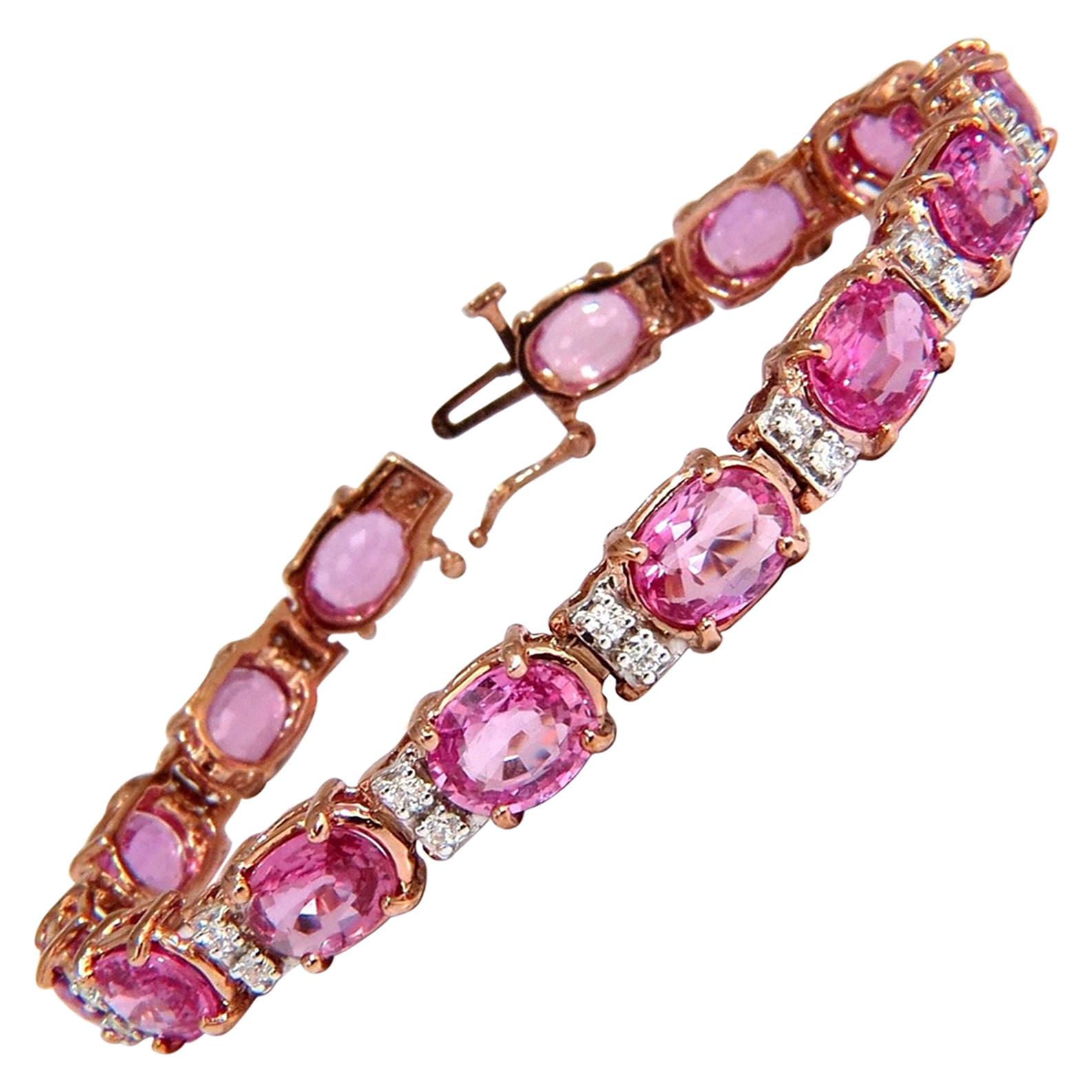 22,46ct natürlichen Vivid Pink Sapphire Diamant-Armband 14kt g/vs rosa Aussage