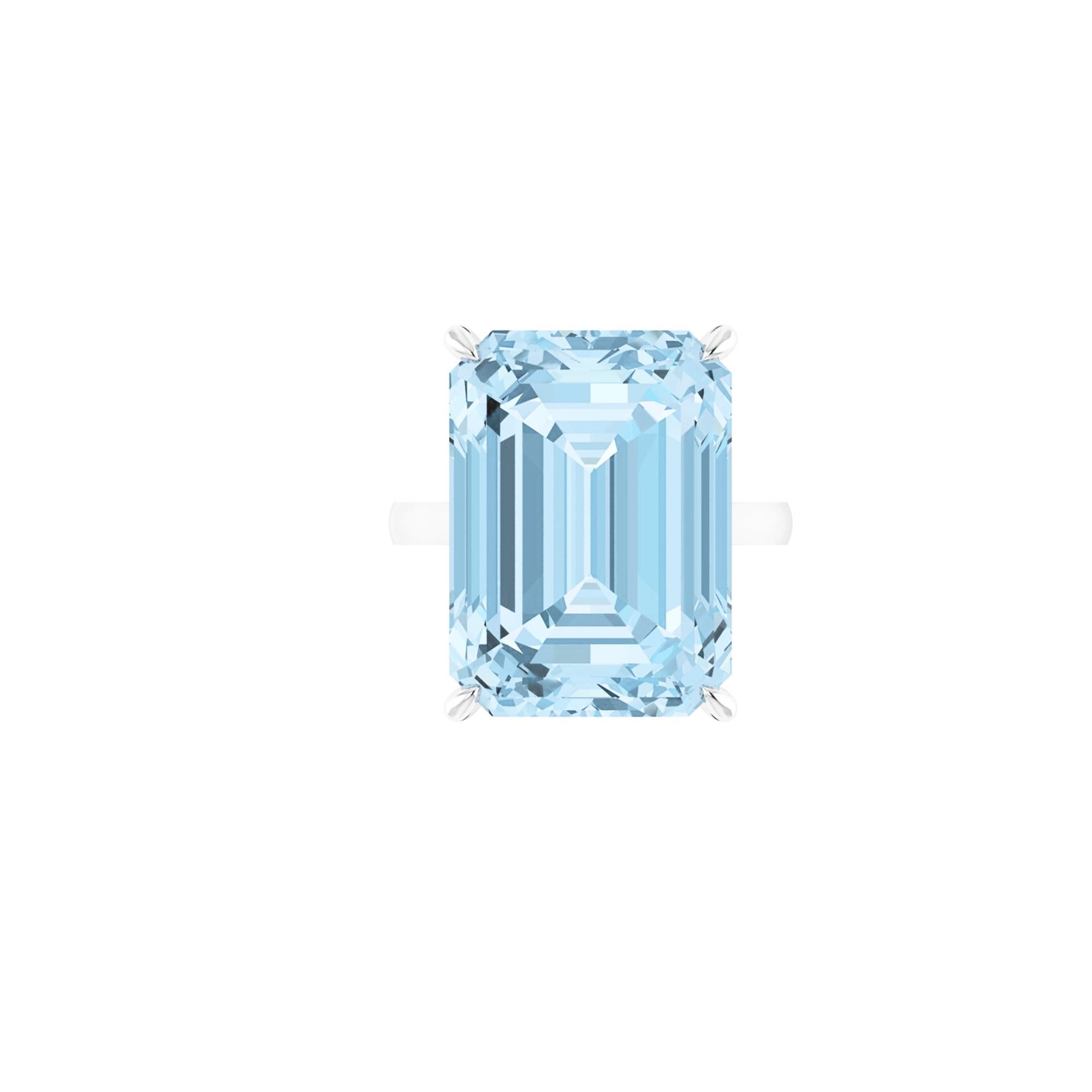 22.49 carat aquamarine, emerald set in an hand crafted, delicate and sophisticated looking Platinum 950 ring, manufactured with the best Italian manufacturing.
Complimentary GRS Certification upon order
The ring size is 6, adjustable upon order