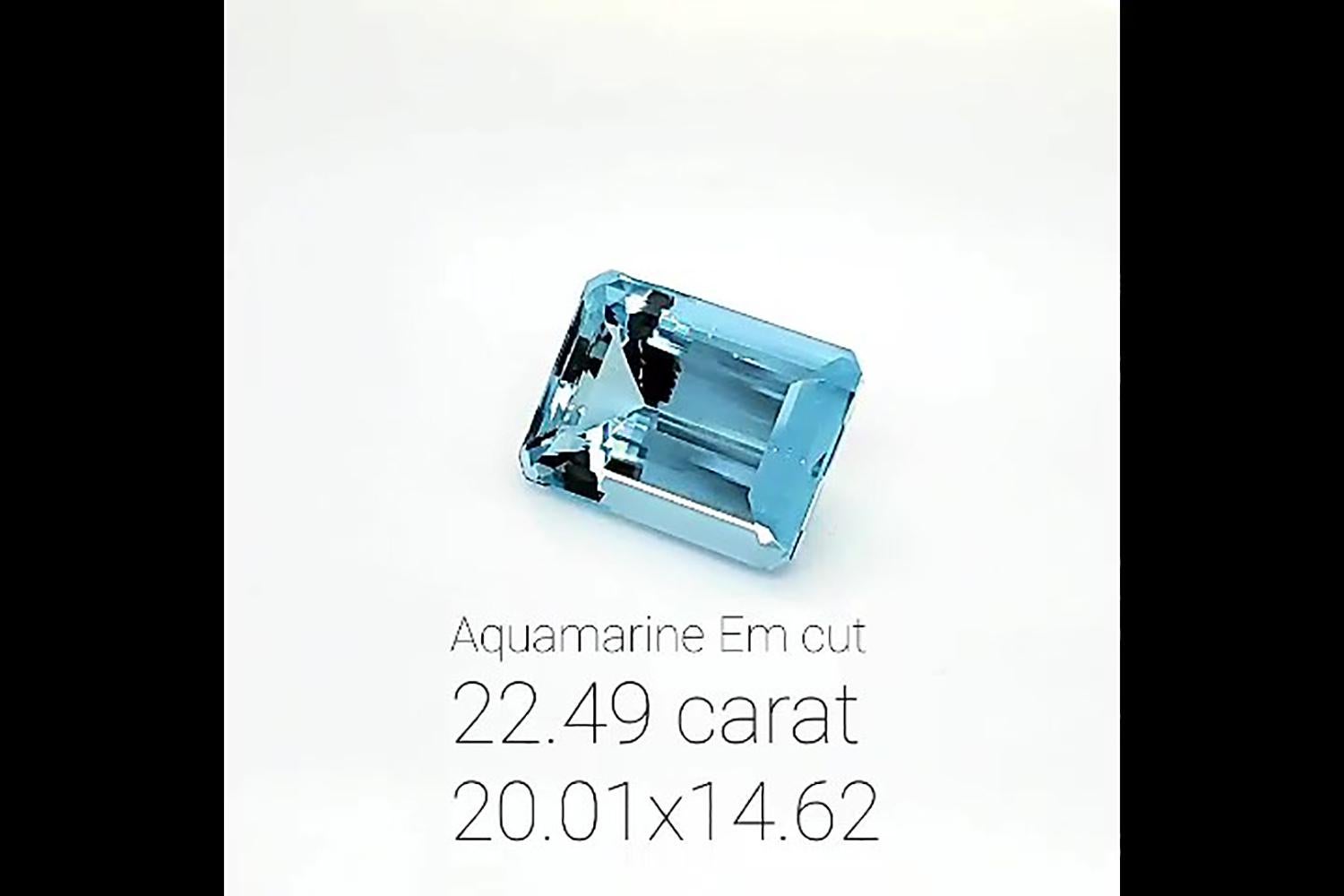 Emerald Cut 22.49 Carat GIA Certified Intense Blue Emerald Aquamarine Natural Gemstone