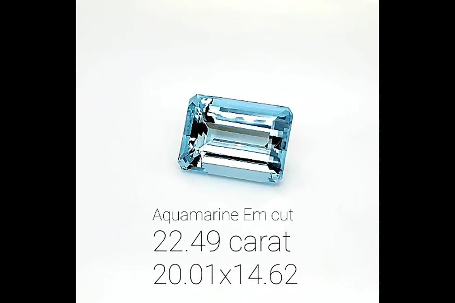 22.49 Carat GIA Certified Intense Blue Emerald Aquamarine Natural Gemstone In New Condition In New York, NY