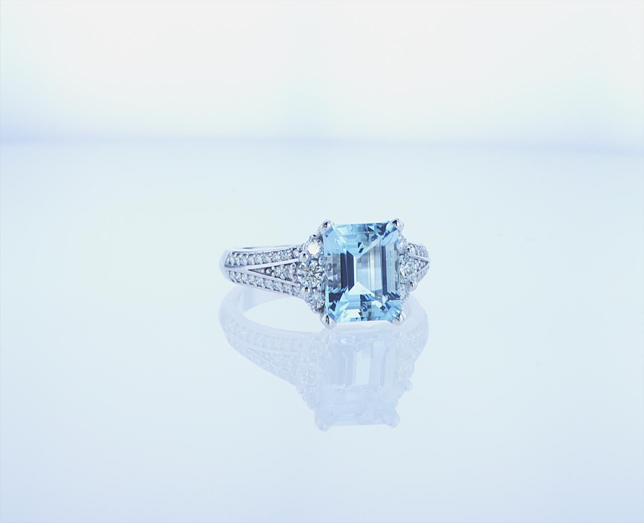 2.24ct Aqua Cocktail Ring in 18k White Gold For Sale 7