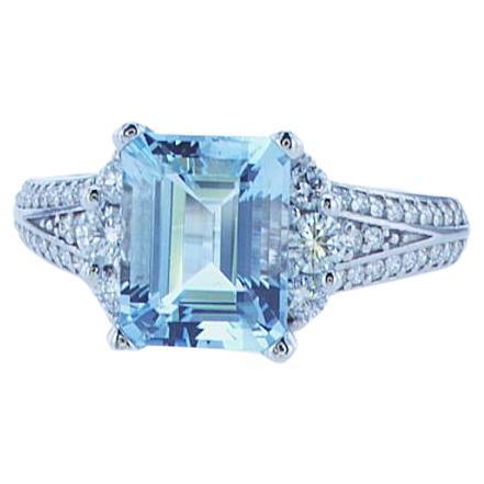 2.24ct Aqua Cocktail Ring in 18k White Gold For Sale